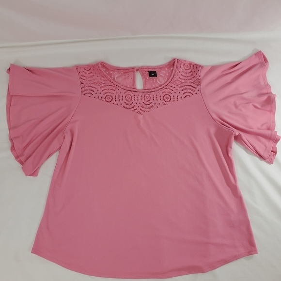 Worthington flutter sleeve Blouse with lace details - Picture 1 of 8